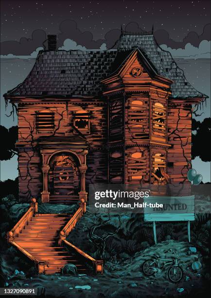 halloween haunted house poster - 城堡 建築物 幅插畫檔、美工圖案、卡通及圖標