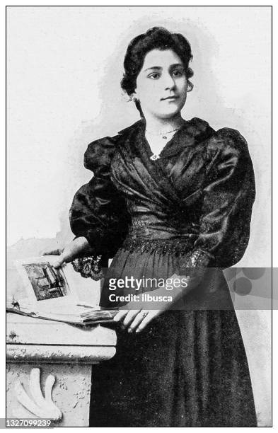 antique black and white photograph: spanish woman in mayaguez, puerto rico - puerto rican woman stock illustrations
