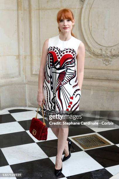 Jessica Chastain attends the Christian Dior Haute Couture Fall/Winter 2021/2022 show as part of Paris Fashion Week on July 05, 2021 in Paris, France.