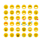 Set of Emoticons. Set of Emoji. Smile colorful vector icons isolated. Vector illustration EPS 10