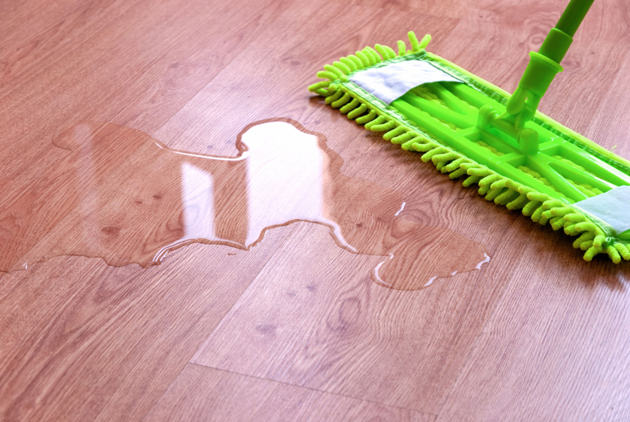 cleaning hardwood floor spill