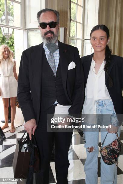 Jaime de Marichalar and daughter Victoria de Marichalar y Borbon attend the Christian Dior Haute Couture Fall/Winter 2021/2022 show as part of Paris...