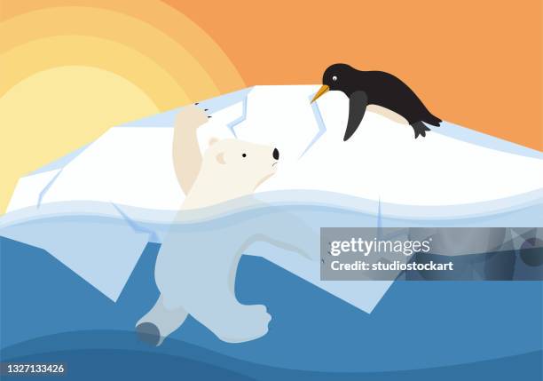 eisbär und gletscher - polygone tier stock-grafiken, -clipart, -cartoons und -symbole