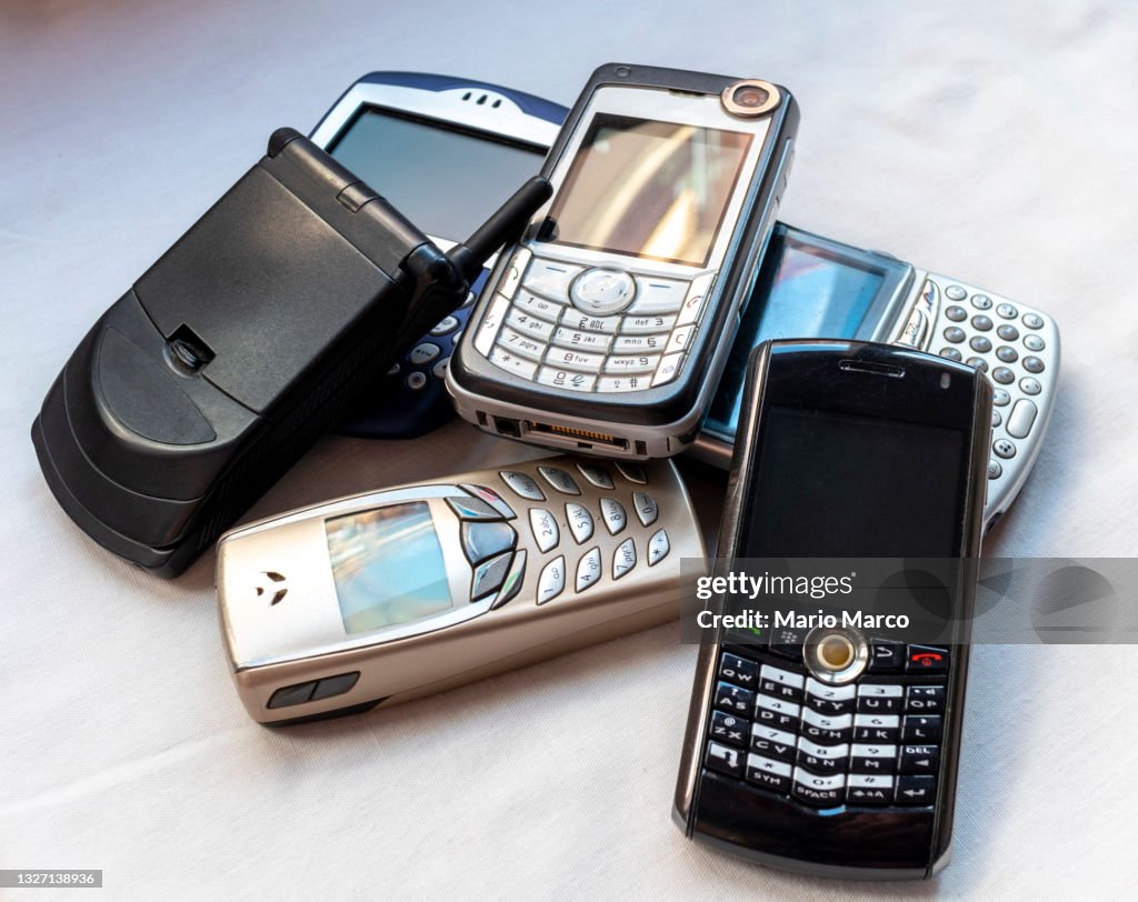 Various outdated mobile phones