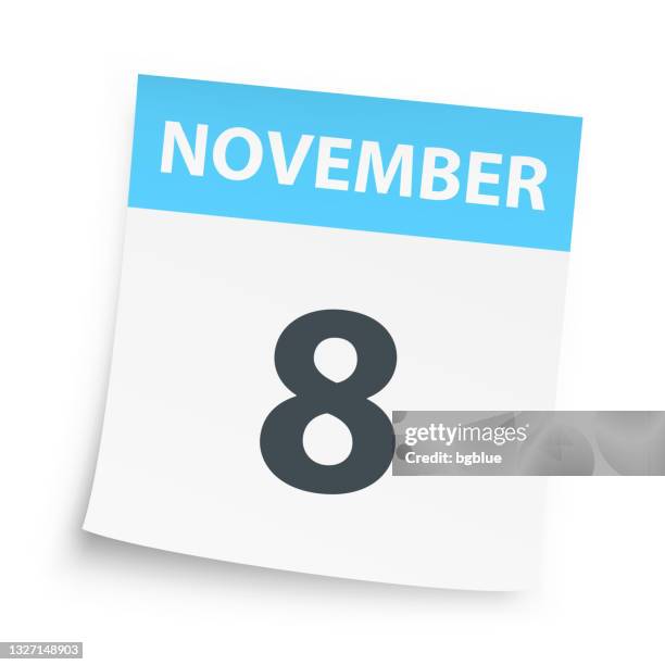 november 8 - daily calendar on white background - november 2019 stock illustrations