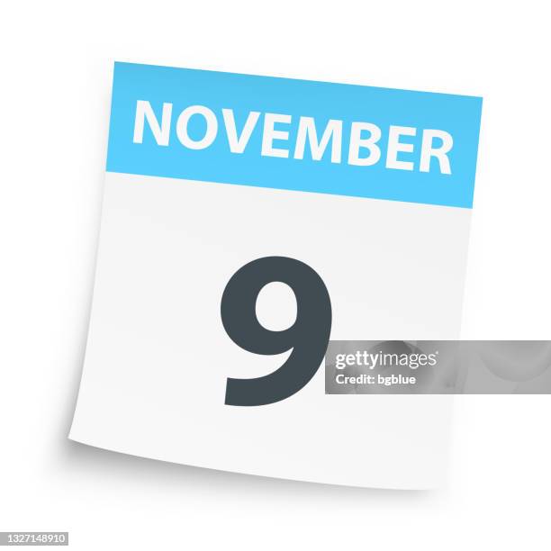 november 9 - daily calendar on white background - november 2019 calendar stock illustrations