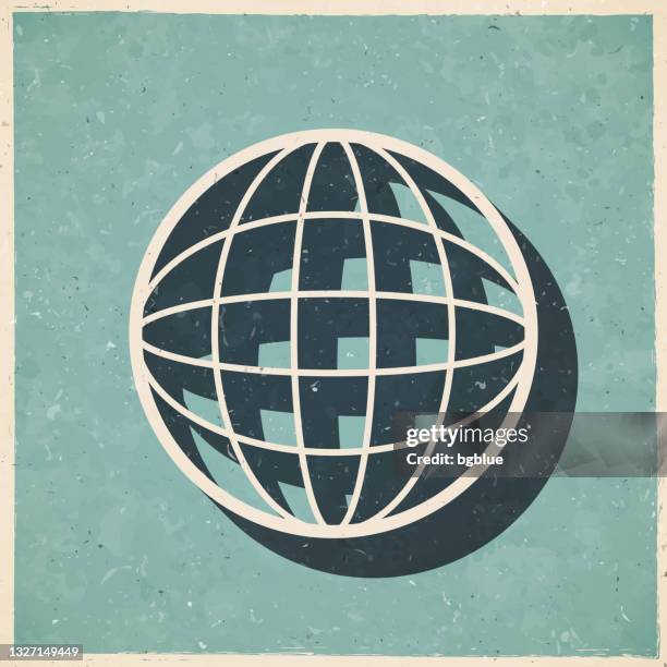 ilustrações, clipart, desenhos animados e ícones de globo. ícone no estilo vintage retrô - papel texturizado antigo - vintage world map