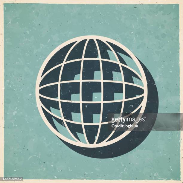 globe. icon in retro vintage style - old textured paper - the greenwich meridian stock illustrations