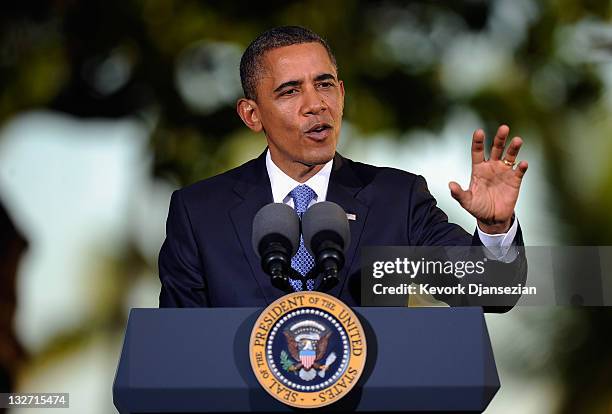 President Barack Obama speaks during a news conference at the conclusion of the Asia-Pacific Economic Cooperation Summit on November 13, 2011 in...