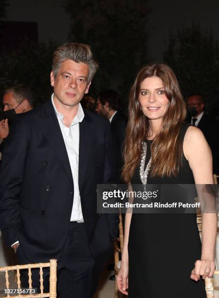 Benjamin Biolay and Chiara Mastroianni attend Louis Vuitton Parfum hosts dinner at Fondation Louis Vuitton on July 05, 2021 in Paris, France.