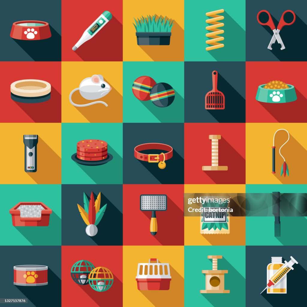 Cat Supplies Icon Set