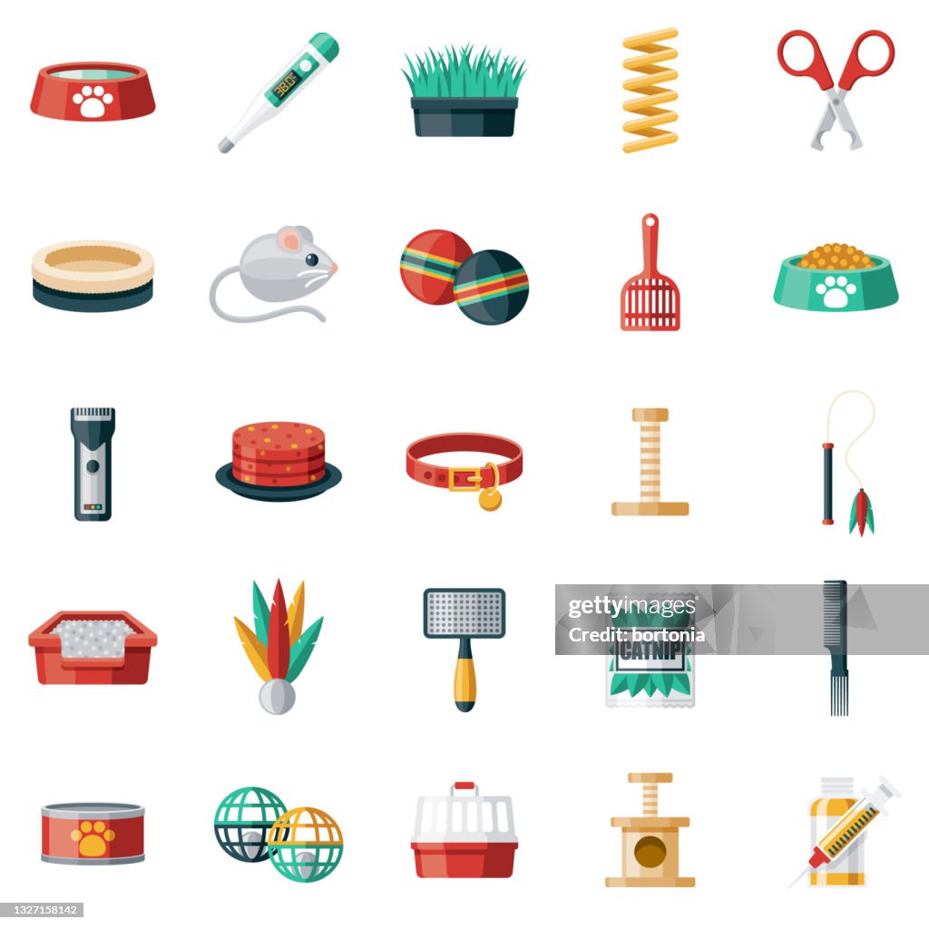 Cat Supplies Icon Set