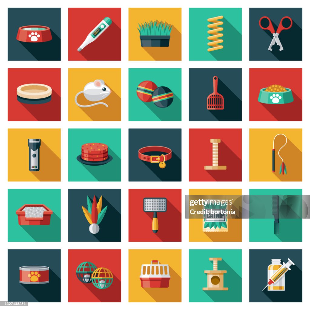 Cat Supplies Icon Set
