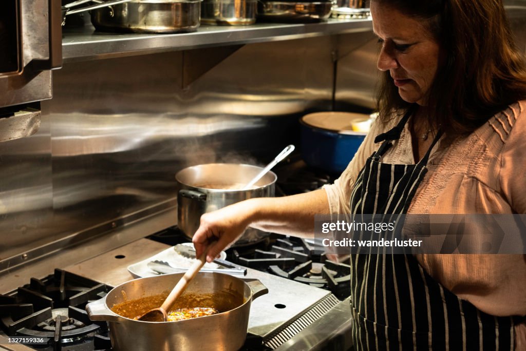 Stirring a pot of gumbo
