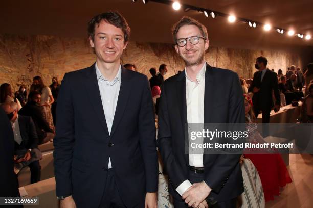 Jean Arnault and Ludovic Watine Arnault attend the Christian Dior Haute Couture Fall/Winter 2021/2022 show as part of Paris Fashion Week on July 05,...