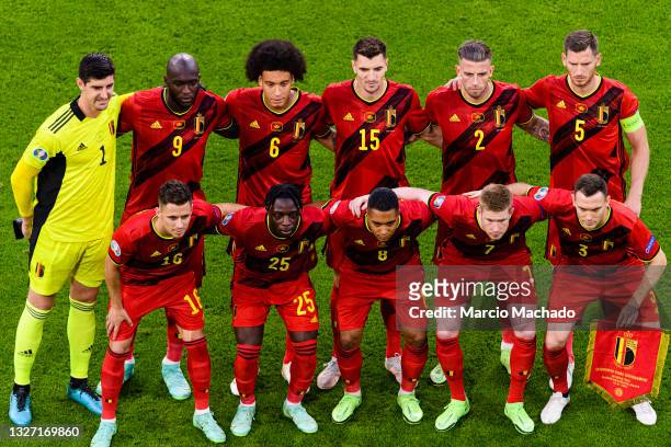 Belgium National team poses for team photo with Thibaut Courtois, Romelu Lukaku, Axel Witsel, Thomas Meunier, Toby Alderweireld, Jan Vertonghen,...