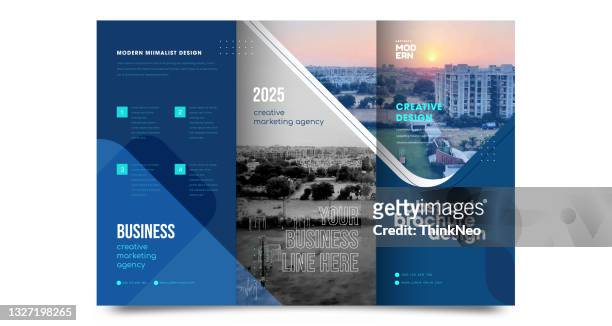 tri fold brochure mock up background abstract business leaflet flyer vector design presentation layout a4 size - flyer leaflet stock illustrations