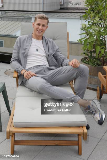 German actor and presenter Lukas Sauer attends the Bunte New Faces Award Style on July 5, 2021 in Frankfurt am Main, Germany.