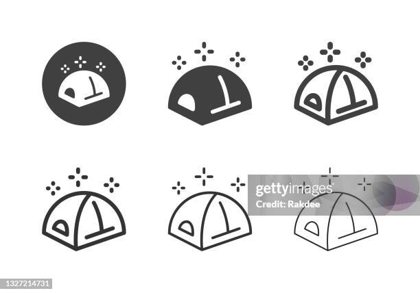 dome tent icons - multi serie - festival tents stock-grafiken, -clipart, -cartoons und -symbole