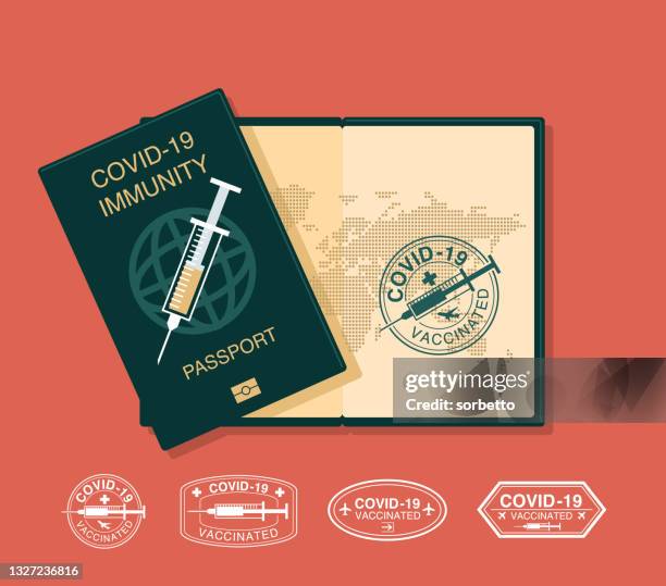 ilustraciones, imágenes clip art, dibujos animados e iconos de stock de pasaporte de vacunas - proof of citizenship