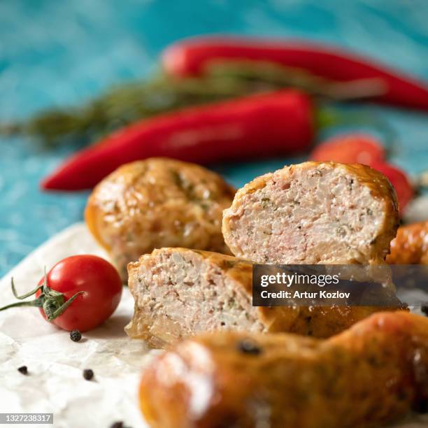 homemade cutlet, or meatball from minced meat. close-up shot. soft focus - schnitzel stockfoto's en -beelden