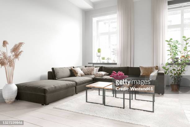 empty living room interior with sofa - cozy stock illustrations