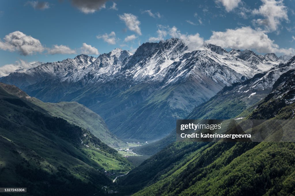 Snowy peaks of the Caucasus Mountains