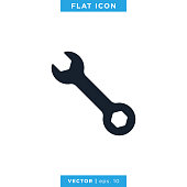 Wrench Icon Vector Stock Illustration Design Template.