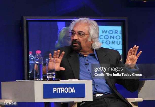 Sam G Pitroda at the Indian summit of the World Economic Forum in Mumbai.