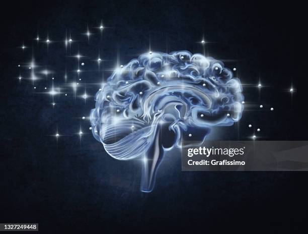 human brain activity on dark background - developmental disability work stock illustrations