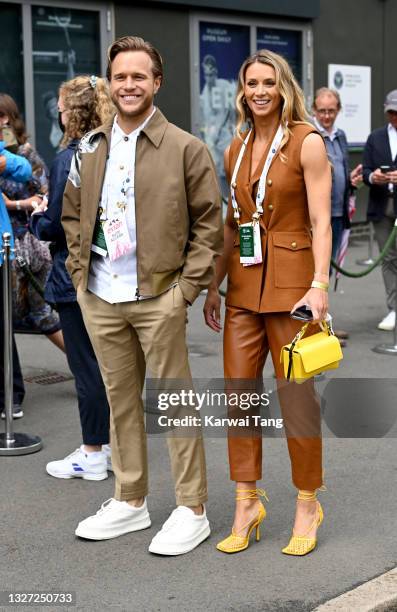 Olly Murs and Amelia Tank attend Wimbledon Championships Tennis Tournament at All England Lawn Tennis and Croquet Club on July 06, 2021 in London,...