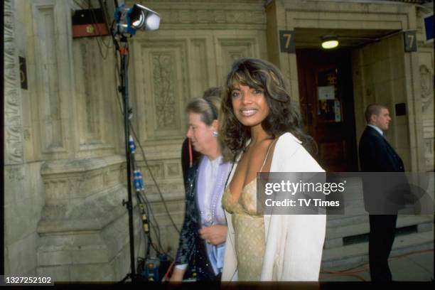 Television presenter Jenny Powell photographed at the BAFTA Film and Television Awards at the Royal Albert Hall in London on April 29, 1997.