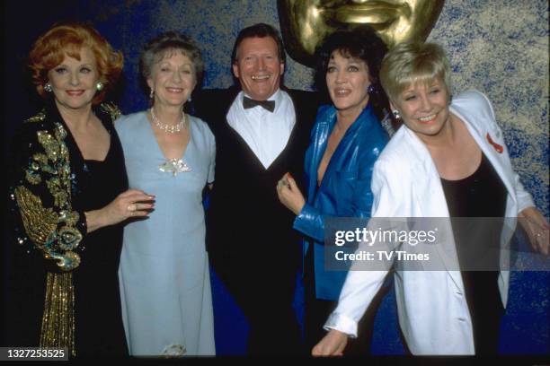 Barbara Knox, Thelma Barlow, Johnny Briggs, Amanda Barrie and Liz Dawn photographed at the BAFTA Film and Television Awards at the Royal Albert Hall...