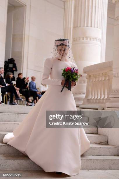 Margaret Qualley walks the runway during the Chanel Couture Haute Couture Fall/Winter 2021/2022 show as part of Paris Fashion Week on July 06, 2021...