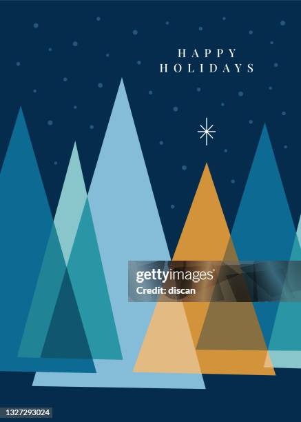 christmas background with trees and snowflakes. - happy holidays stock illustrations