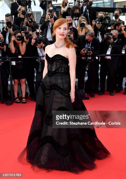 Jessica Chastain attends the "Annette" screening and opening ceremony during the 74th annual Cannes Film Festival on July 06, 2021 in Cannes, France.