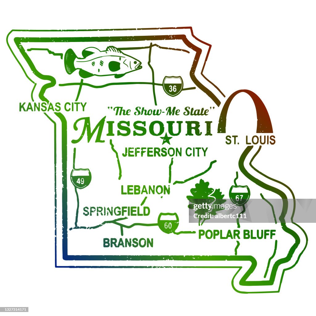 Missouri vintage Travel Stamp