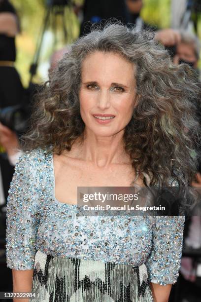 Andie MacDowell attends the "Annette" screening and opening ceremony during the 74th annual Cannes Film Festival on July 06, 2021 in Cannes, France.