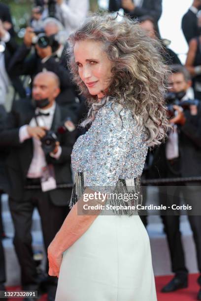 Andie MacDowell attends the "Annette" screening and opening ceremony during the 74th annual Cannes Film Festival on July 06, 2021 in Cannes, France.