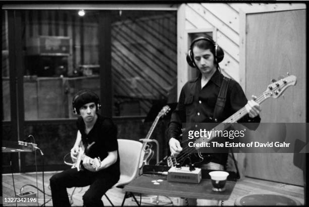American musician, singer songwriter, producer, guitarist, and actor Steven Van Zandt and musician, producer, and bassist Garry Tallent pose for a...