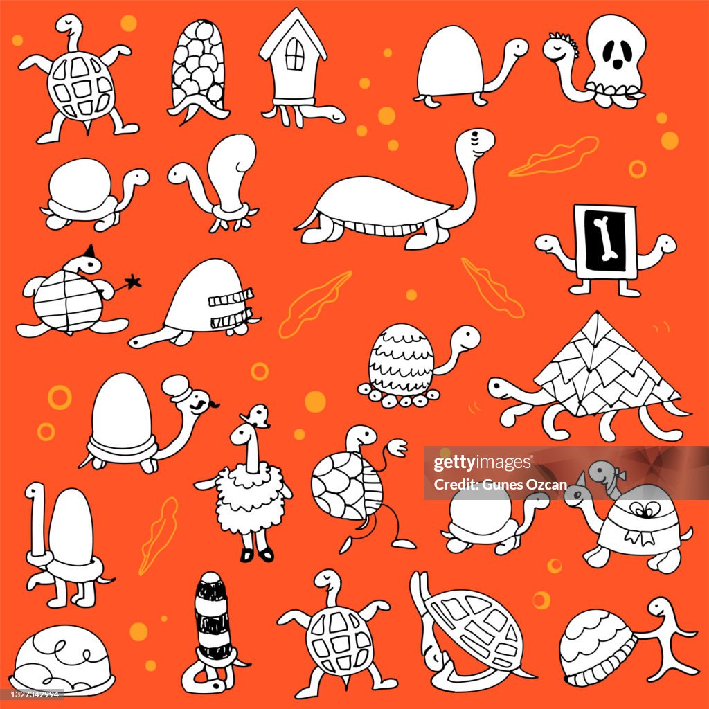 Hand drawn Turtle Doodles Pattern