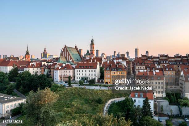 panorama of warsaw - polen stockfoto's en -beelden