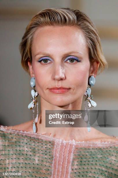 Headshot detail at the Giorgio Armani Prive Haute Couture Fall/Winter 2021/2022 show as part of Paris Fashion Week on July 6, 2021 in Paris, France.