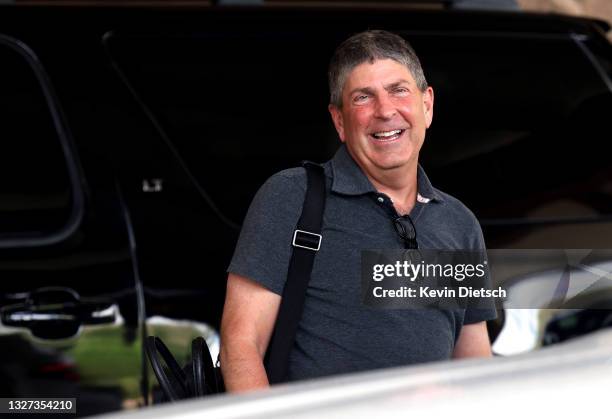 Of NBC Jeff Shell arrives for the Allen & Company Sun Valley Conference on July 06, 2021 in Sun Valley, Idaho. After a year hiatus due to the...