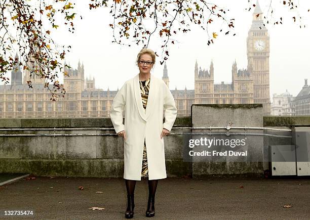 Meryl Streep attends a photocall for THE IRON LADY to promote it's forthcoming release in westminster on November 14, 2011 in London, England.