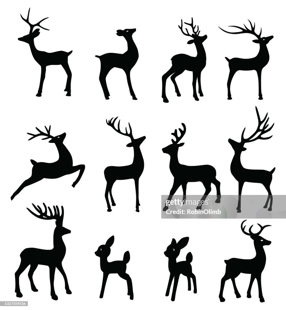 Schwarze Reindeer Silhouetten