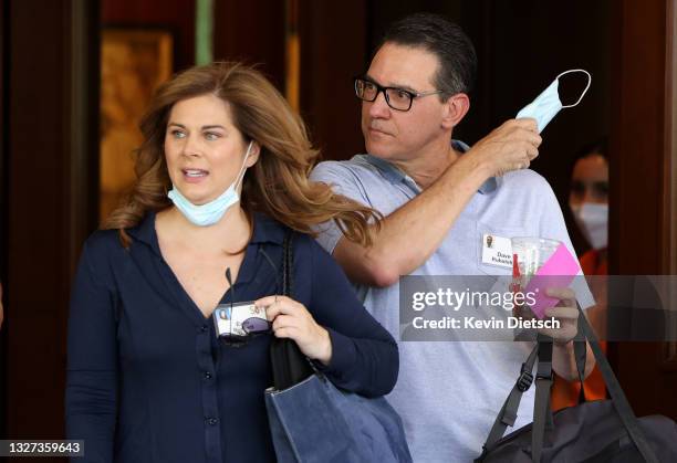 Managing Director of Citibank David Rubulotta and CNN Anchor Erin Burnett arrive for the Allen & Company Sun Valley Conference on July 06, 2021 in...