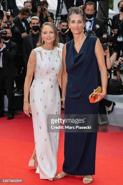 Jodie Foster and wife Alexandra Hedison attend the "Annette" screening and opening ceremony during the 74th annual Cannes Film Festival on July 06,...