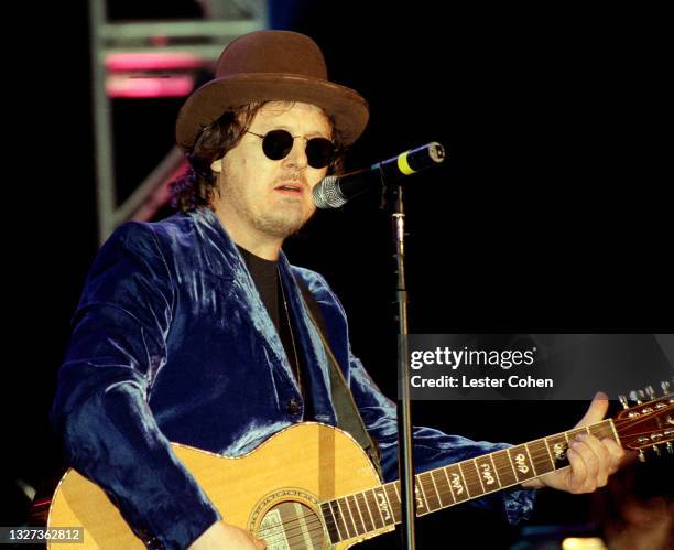 Italian singer-songwriter and musician Zucchero sings at the 1998 MusiCares benefit dinner on February 23, 1998 in New York, New York. Luciano...