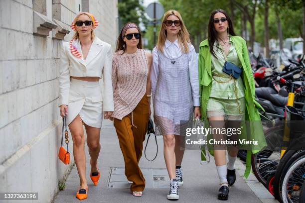 Guests seen outside Dior on July 05, 2021 in Paris, France.